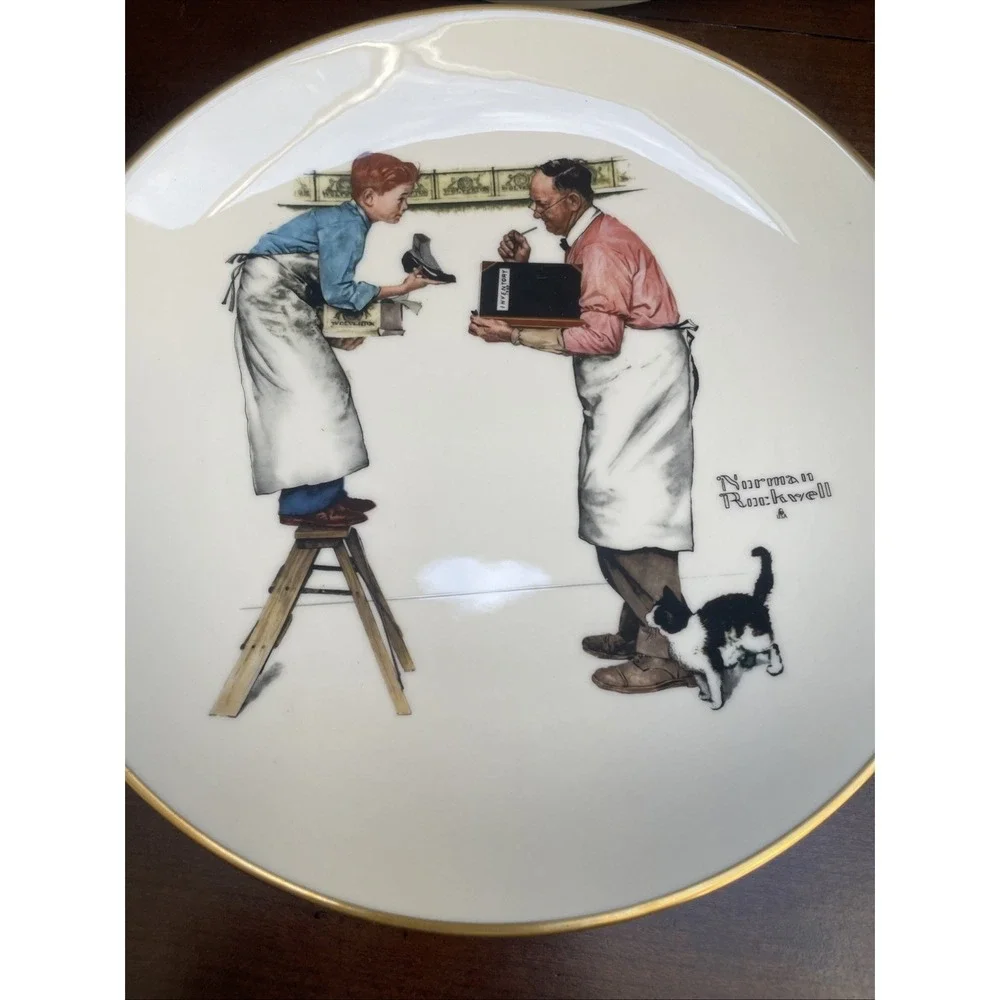 Vtg 1979 NORMAN ROCKWELL PLATES, A HELPING HAND FOUR SEASONS GORHAM CHINA 10.5